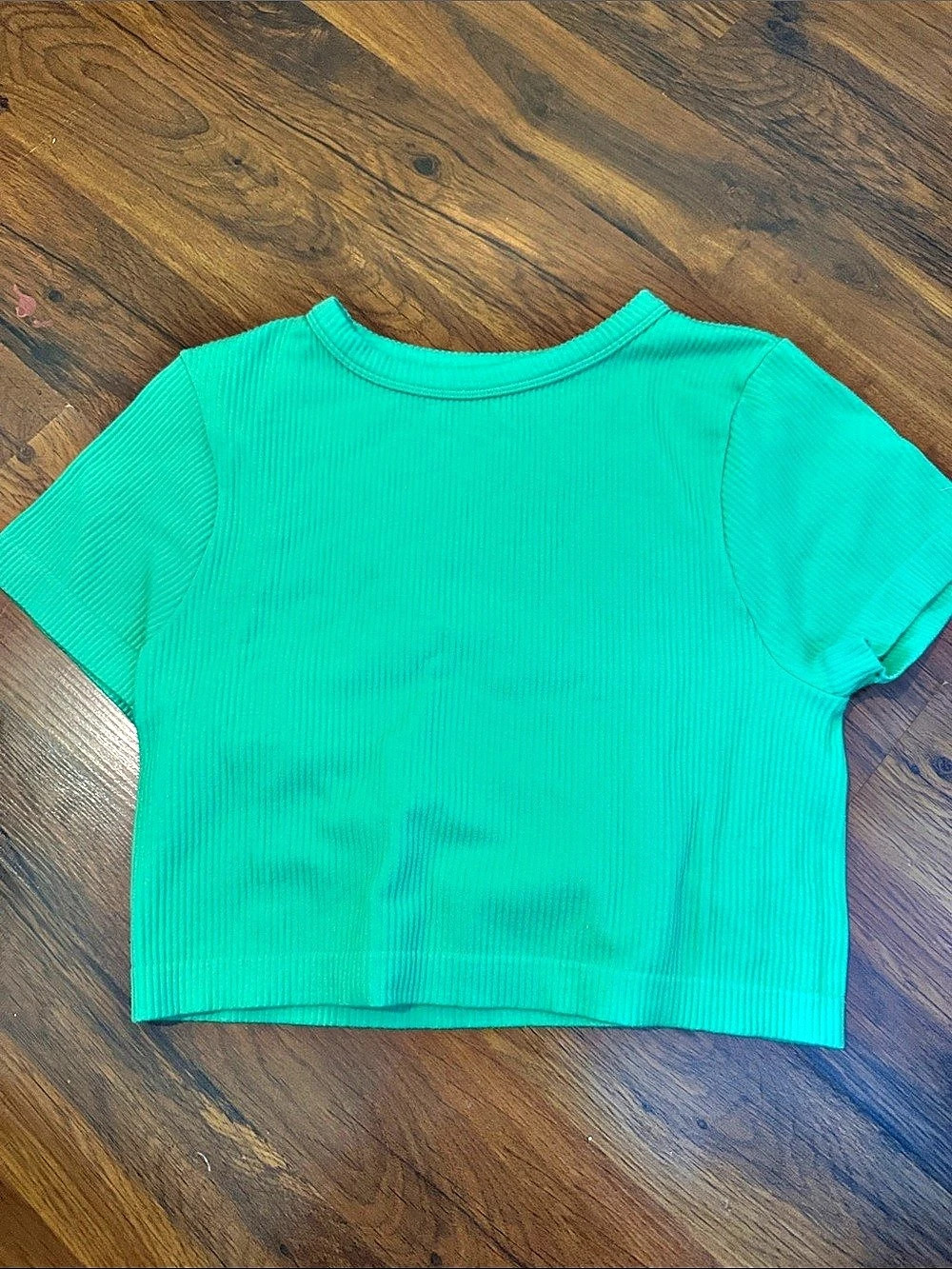 Lovepoem Ribbed Short Sleeve Tee Green Medium Like New